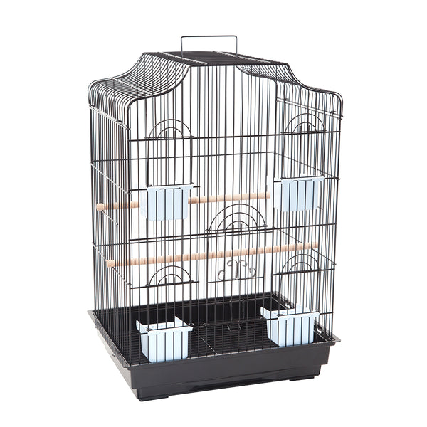 Pet Bird Cage Parrot Aviary Canary Budgie Finch Perch Black Portable Metal