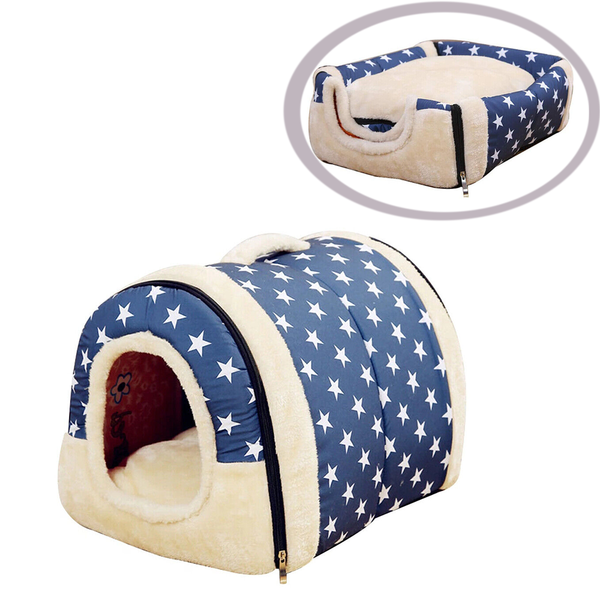 Pet Dog House Kennel Soft Igloo Beds Cave Cat Puppy Doggy Warm Cushion Fold M