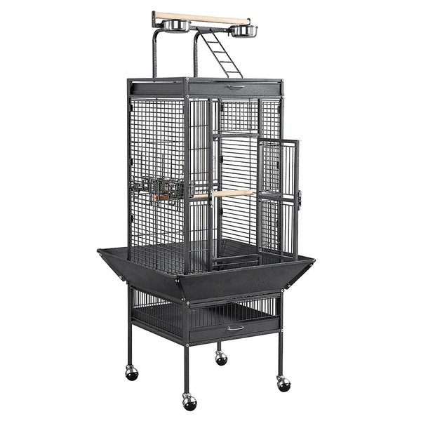 Large Playtop Parrot Aviary Bird Cages Birdcage w/ Rolling Stand Perch Food Cup