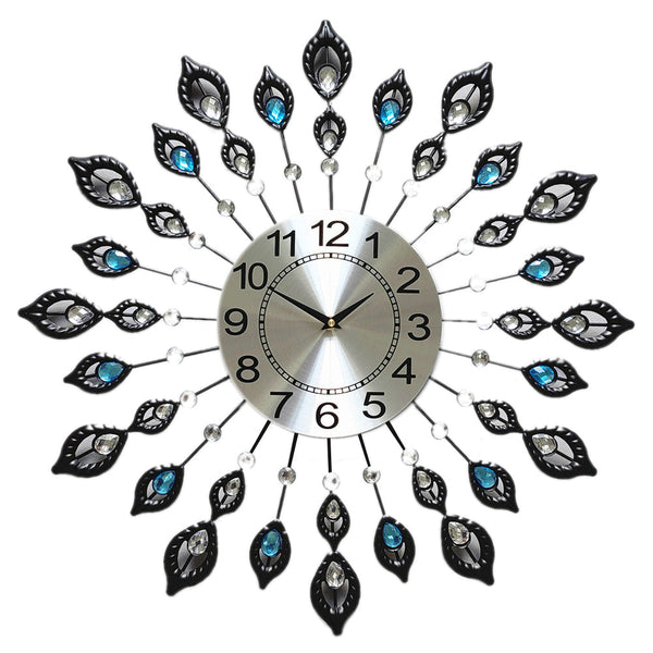 Salesbay Metal Crystal Wall Clock Large Modern Home Room Art Luxury Decor Watch Silent Wws