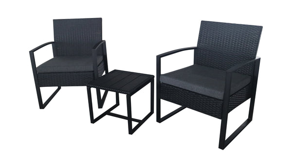3pc Lounge Set Outdoor Furniture Rattan Wicker Chair Coffee Table Garden Patio Balcony