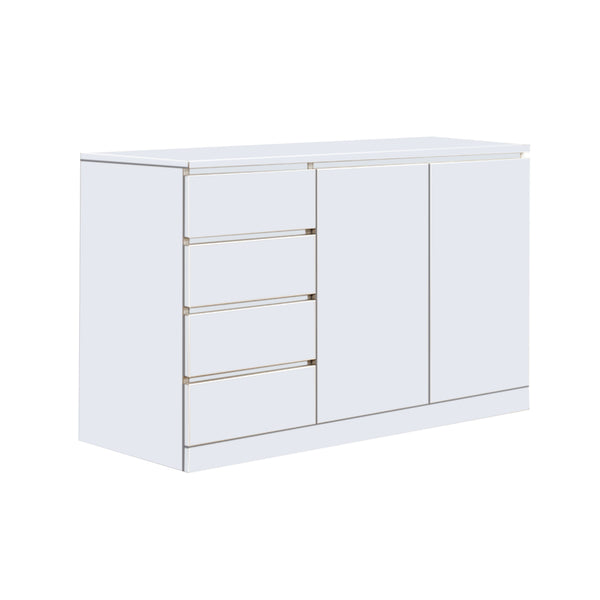 Foret Dresser Tallboy Lowboy Cabinet Bedroom Storage Chest 4 Drawers Wood White 2 Doors