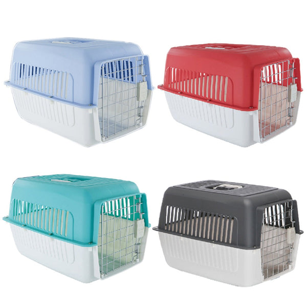 Portable Dog Cat Pet Pets Carrier Travel Cage w Front Doors House Kennel