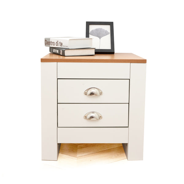 Foret Bedside Table Side Tables Drawers Nightstand Bedroom Storage Cabinet Wood White Coastal