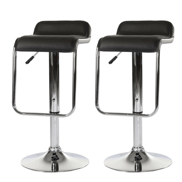 Foret Barstools 2x Bar Stools Gas Lift Swivel Stool Chairs Kitchen PU Leather Bk