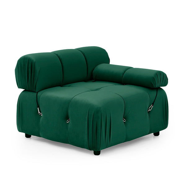 Foret 1 pc Arm Seat Modular Tufted Velvet Sofa Lounge Couch Furniture Home Green