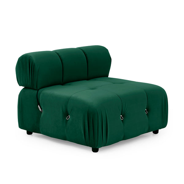 Foret 1pc Armless Seat Modular Extension Lounge Couch Tufted Velvet Sofa Green