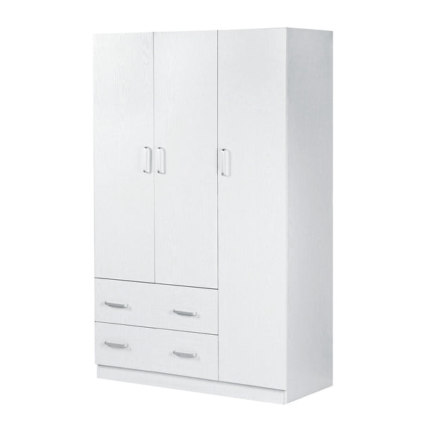 Foret Cabinet Wardrobe Clothes Rack Bedroom Storage Shelf Organiser White 3 Door