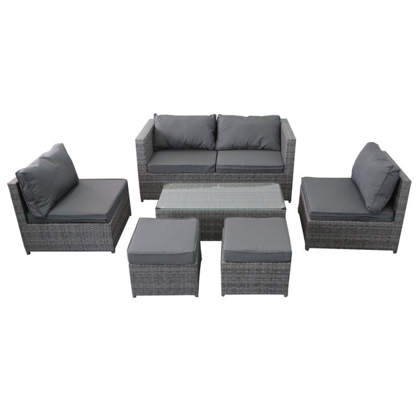 Elora 6pc Lounge Set Outdoor Furniture Rattan Wicker Chair Sofa Table