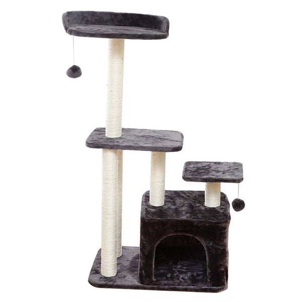 Salesbay 3 Tier Grey Pet Play House Cat Tree Feline Scratcher Scratchpost Scratching Post Tower Wws