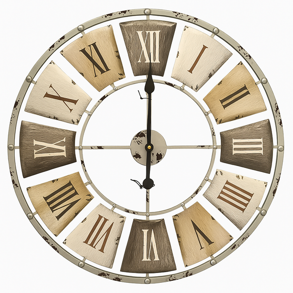 Salesbay 60cm Silent Wall Clock Rustic Vintage Roman Numeral Metal Retro Decor