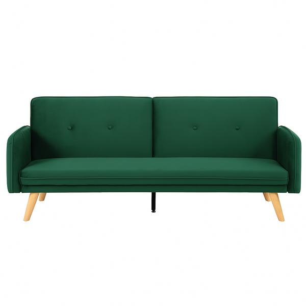 Foret Velvet 3 Seater Sofa Bed Click Clack Lounge Couch Convertible Futon Green