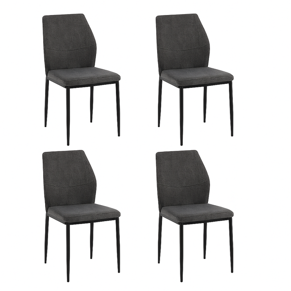 Foret Modern Grey Fabric Dining Chairs Padded Seat Metal Legs Kitchen Lounge 4PCS