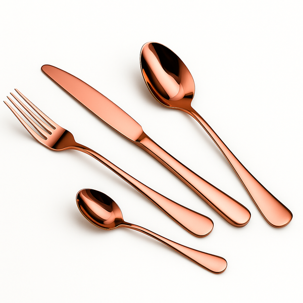 Cutlery Set Rose Gold 16 pcs Stainless Steel Knife Fork Spoon Stylish Teaspoon Kitchen