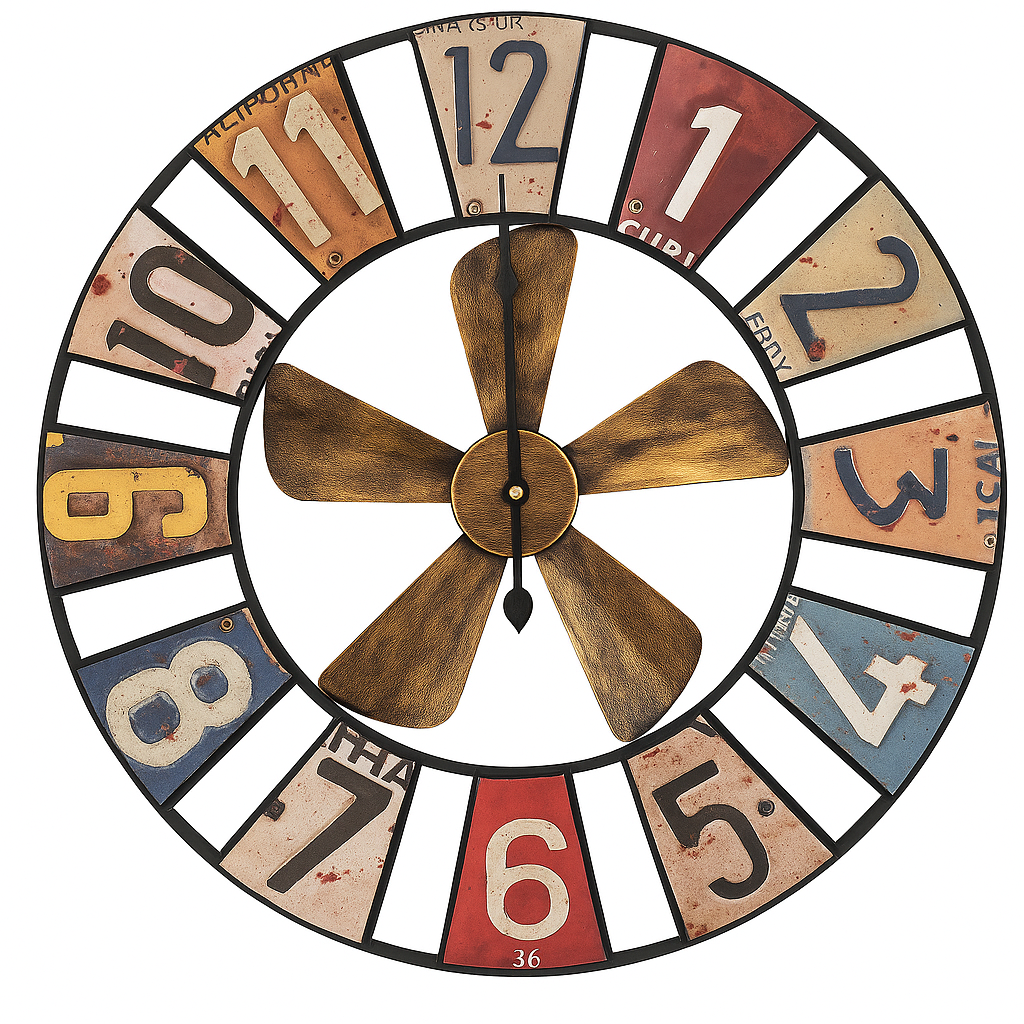 Salesbay 76cm Vintage Windmill Wall Clock Silent Metal Rustic Industri
