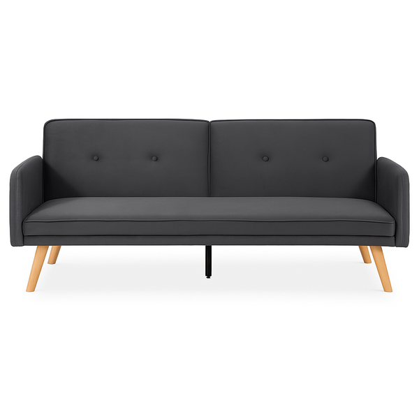 Foret Velvet 3 Seater Sofa Bed Click Clack Lounge Couch Convertible Futon Grey