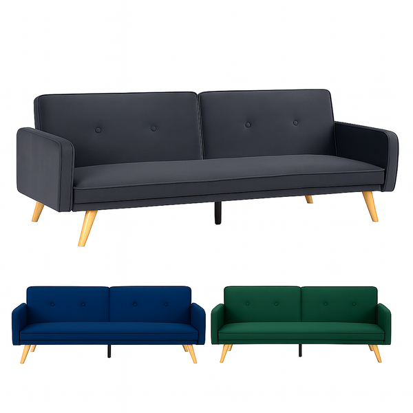 Foret Velvet 3-Seater Sofa Bed Click Clack Convertible Futon Couch Futon 3 Colors