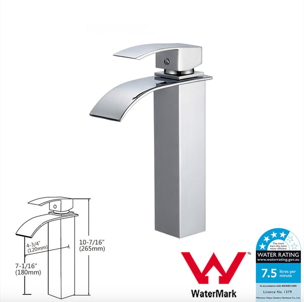 Watermark WELS Bathroom Laundry Tall Basin Mixer Tap Vanity Sink Faucet Chrome