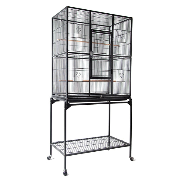 Rolling Large Bird Cage Cockatiel Conure Aviary w/Detachable stand Storage Shelf