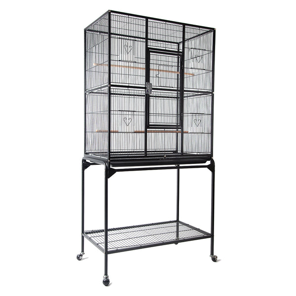 Salesbay Rolling Large Bird Cage Cockatiel Conure Aviary w/Detachable stand Storage Shelf Wws