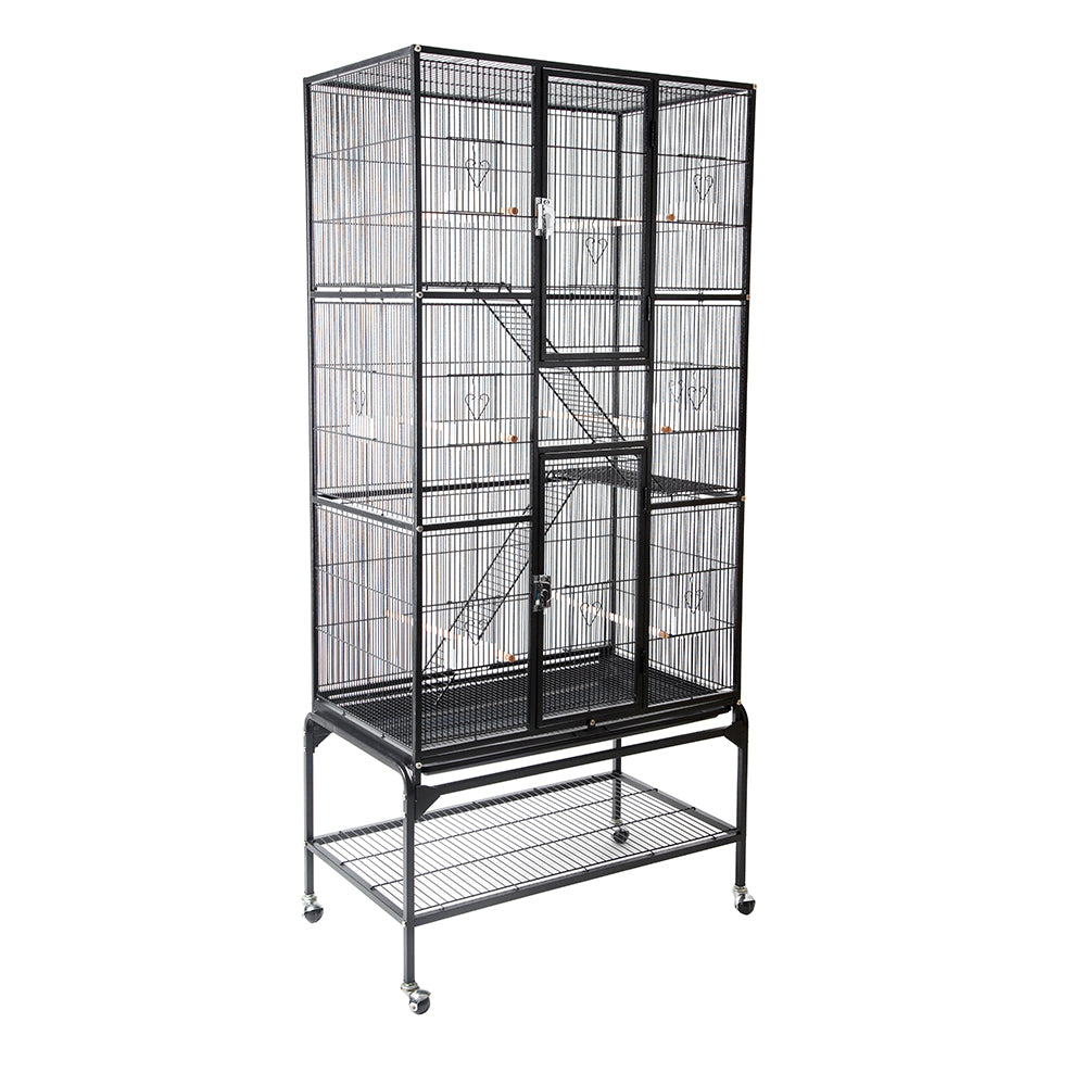 Rolling Large Bird Cage Cockatiel Parrot w/Detachable Stand Ladder Sto ...