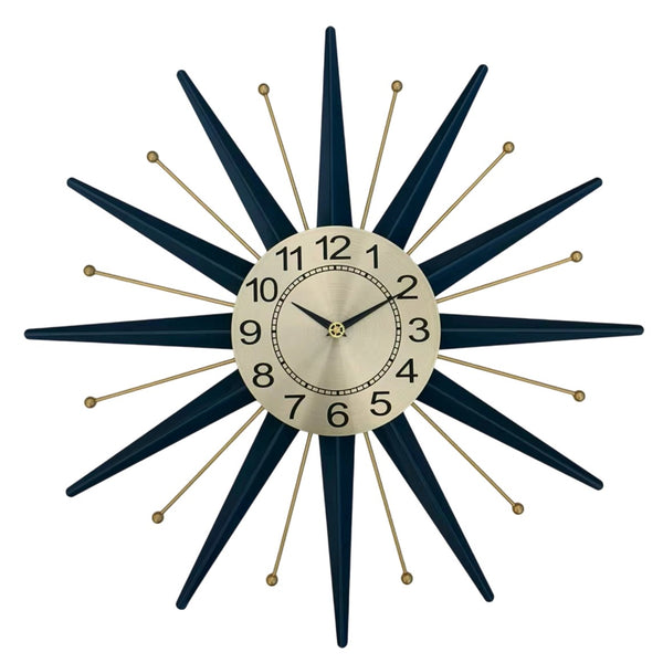 Salesbay 60cm Silent Wall Clock Sunburst Retro Mid Century Modern Home Deco