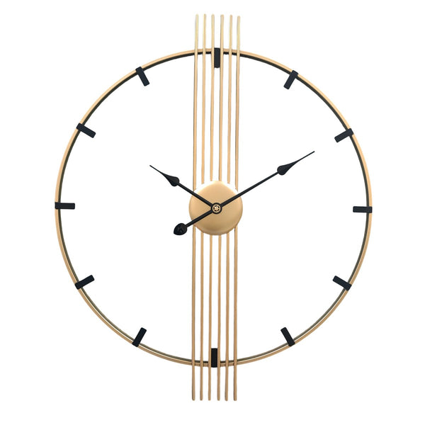 Salesbay 60cm Silent Wall Clock Mute Modern Metal Gold Home Decor Round