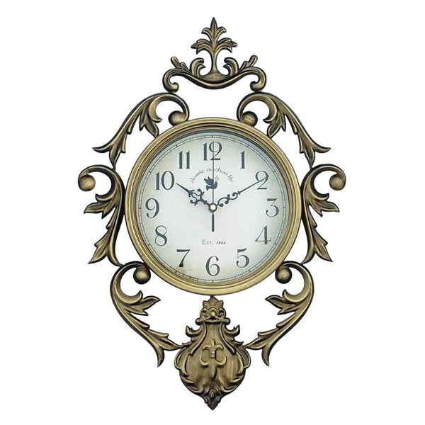 Salesbay Vintage Bronze Wall Clock Ornate Antique Style Silent Quartz Hanging
