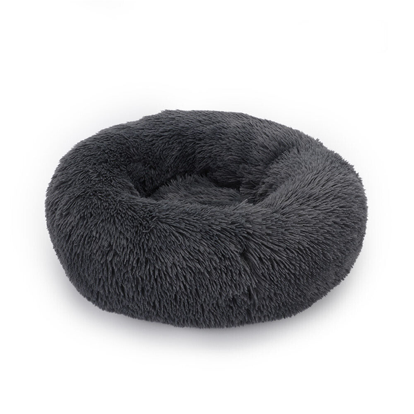 Salesbay Warm Plush Round Donut Pet Dog Cat Bed Fur Soft Puppy Calming Kennel