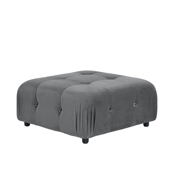 Foret 1pc Sofa Ottoman Modular Sectional Armless Tufted Velvet Couch Dark Grey