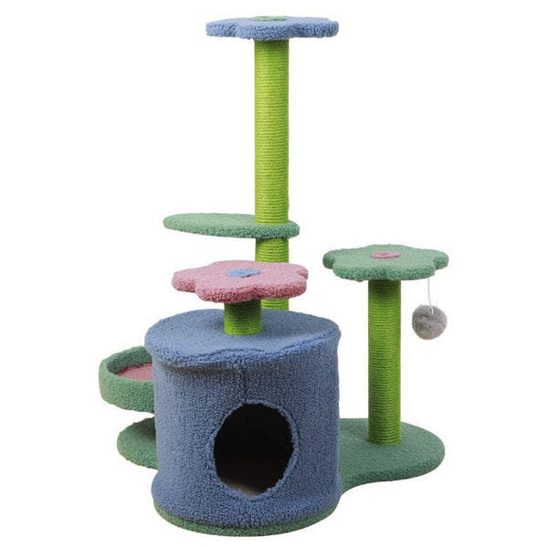 Salesbay 3 Tier Flower Pet Play House Cat Tree Feline Scratcher Scratchpost Scratching Post Tower Wws