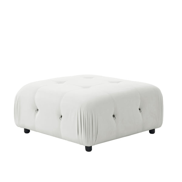 Foret 1pc Sofa Ottoman Modular Sectional Armless Tufted Velvet Couch Beige