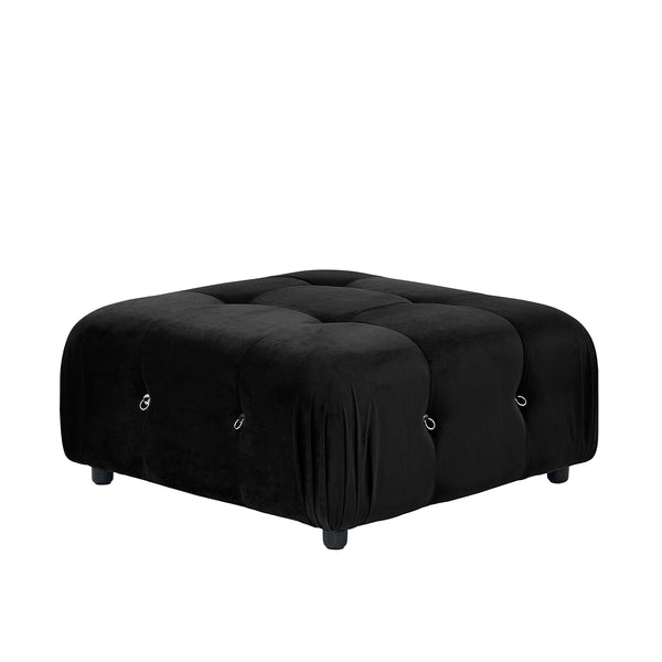 Foret 1pc Sofa Ottoman Modular Sectional Armless Tufted Velvet Couch Black