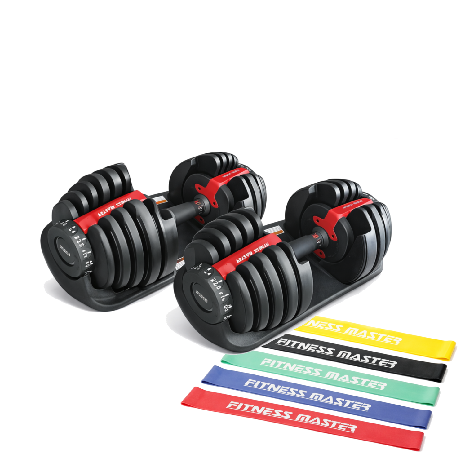 Fitness Master 48kg Adjustable Dumbbell 2x24kg Dial Weight w/ Free Ban ...