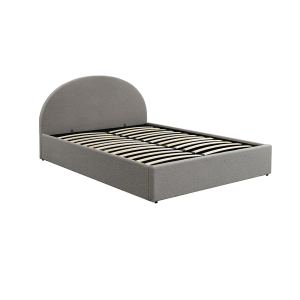 Foret Bed Frame Queen Arched Platform Mattress Base Fabric Gas Lift Storage Wood