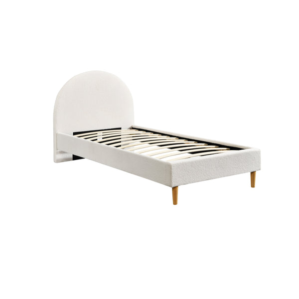 Foret Bed Frame Single Wooden Mattress Base Arched Sleep Beds Platform Fabric