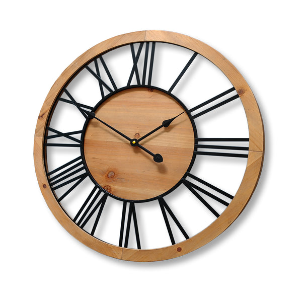 60cm Roman Wall Clock Vintage Wood Silent Modern Home Decor Non Ticking