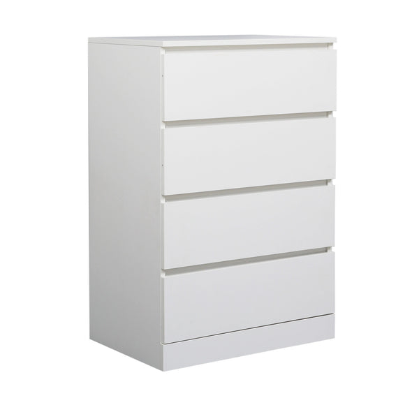 Foret Dresser Tallboy Lowboy Cabinet Bedroom Storage Chest 4 Drawers Wood White