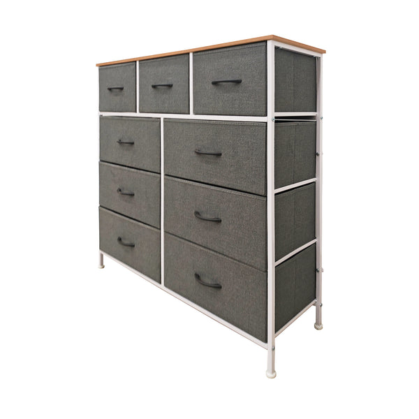 Foret Chest of 9 Drawers Storage Cabinet Tower Dresser Tallboy Retro Wooden Top