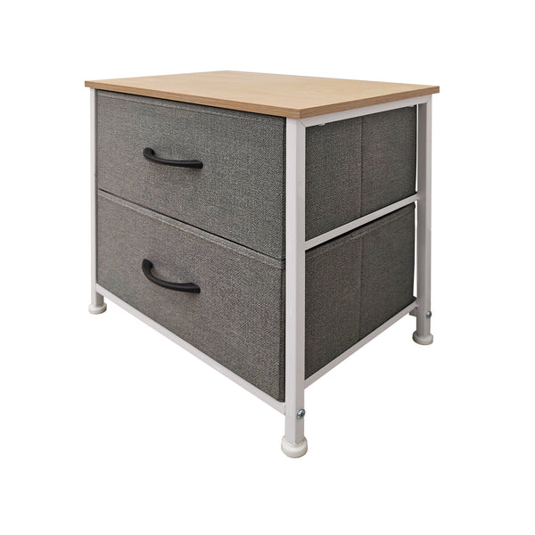 Foret Chest of 2 Drawers Storage Cabinet Tower Dresser Fabric Lowboy Organizer