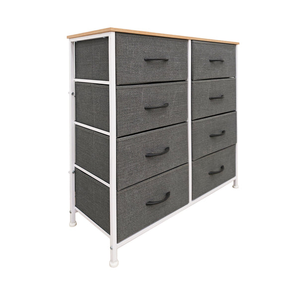 Foret Chest of 8 Drawers Storage Cabinet Tower Dresser Tallboy Retro Wooden Top