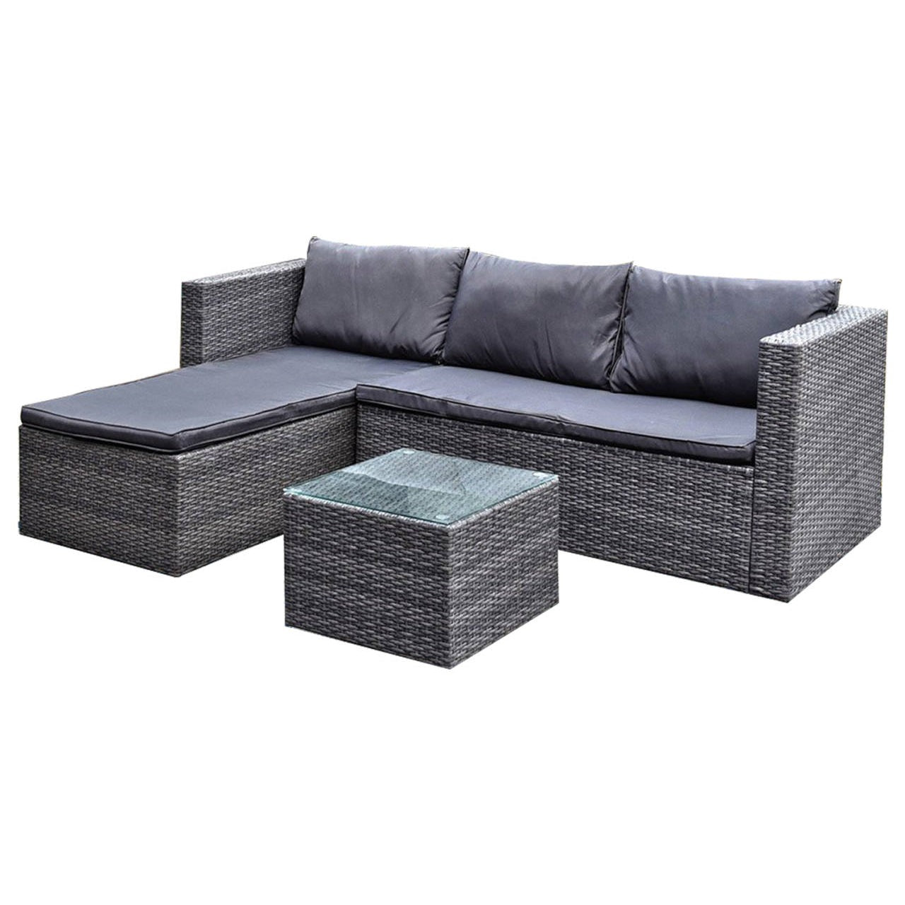 Elora 3pc Lounge Set Outdoor Furniture Rattan Wicker Chair Sofa Temper ...