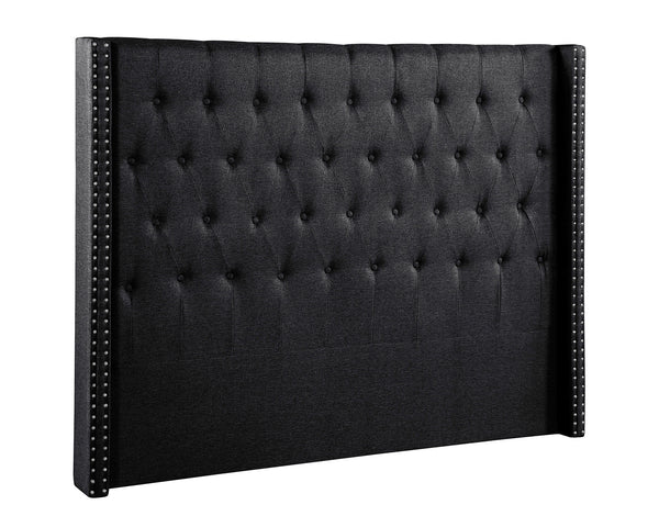 Foret Bed Head King Size Headboard Bedhead Frame Base Stud Tufted Fabric Black