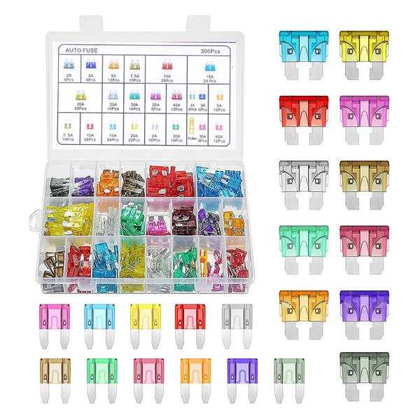 Elora 300pcs Car Blade Fuses Assortment Assorted Kit Blade Set Auto Truck