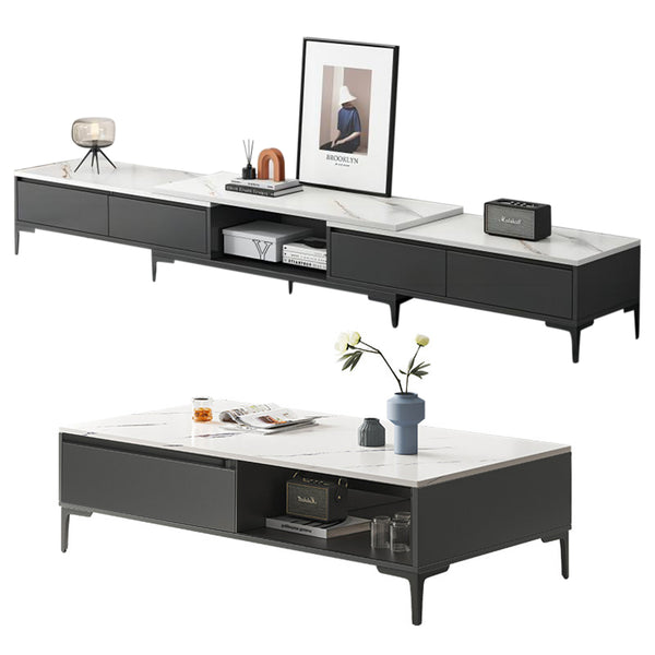Foret Coffee Table Expandable TV Stand Set Modern Drawer Open Shelf Living Room