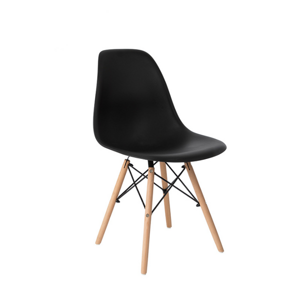 Foret 4x Replica Retro Dining Chairs Cafe Kitchen Beech (Black Colour) Wws
