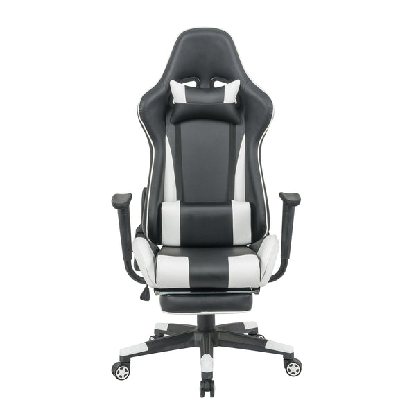 Grey Color High Back Executive Gaming Chair w Footrest Office Computer Seating Racer Recliner Chairs