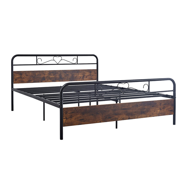 Foret Bed Frame Metal  Queen Double King Single Full Size Modern Wooden Headboard Bedroom Base Platform