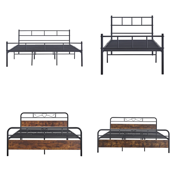 Foret Bed Frame Metal  Queen Double King Single Full Size Modern Wooden Headboard Mattress Base Steel Bedroom