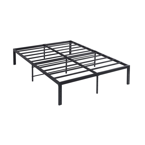 FORET Metal Bed Frame Slat Mattress Foundation 15.75” Storage Space Black 2 Size